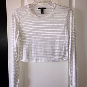 White striped crop long sleeve